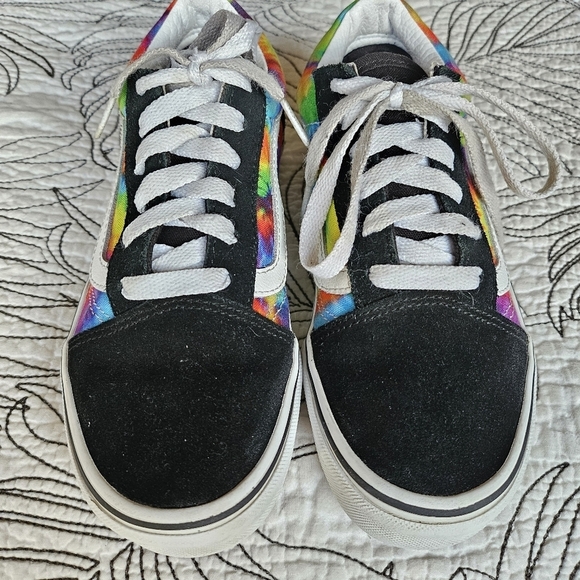 EUC Vans Old Skool Rainbow Tie Dye Low Top Sneakers Kids 2.5 - Picture 6 of 11